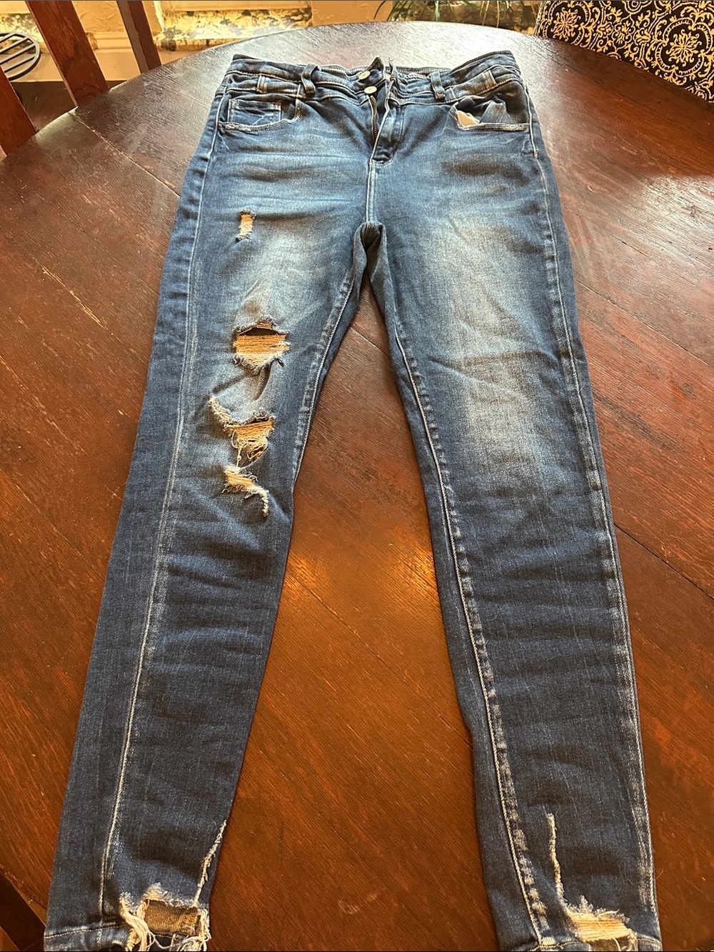 Buckle Women's Distressed Skinny Jeans - Dark Blue